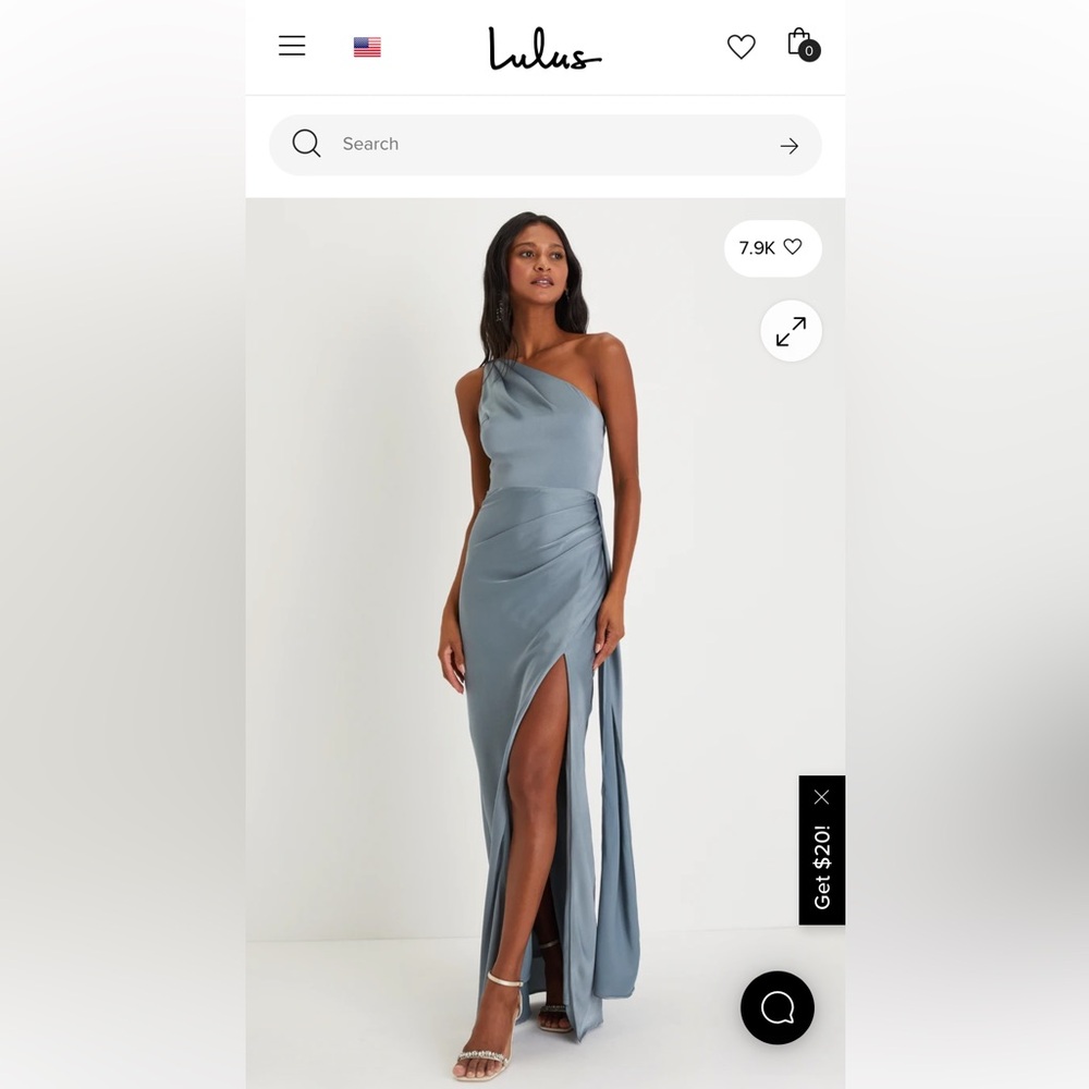 Lulu's One-Shoulder Blue Gown